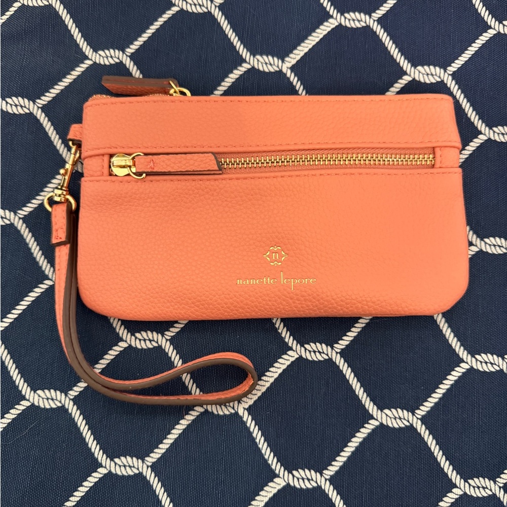 Nanette Lepore Vibrant Orange Wristlet Clutch